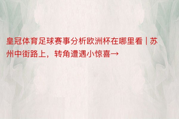 皇冠体育足球赛事分析欧洲杯在哪里看 | 苏州中街路上，转角遭遇小惊喜→