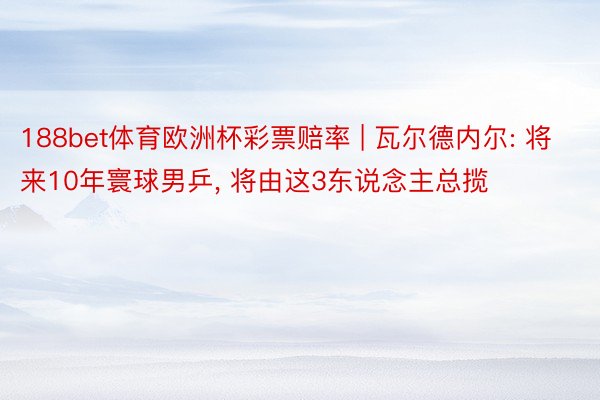 188bet体育欧洲杯彩票赔率 | 瓦尔德内尔: 将来10年寰球男乒, 将由这3东说念主总揽